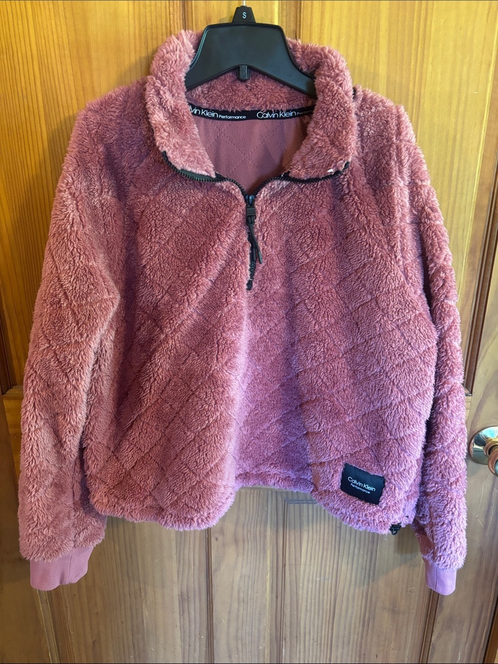 Calvin Klein Plush Half-Zip Teddy Jacket - Rose